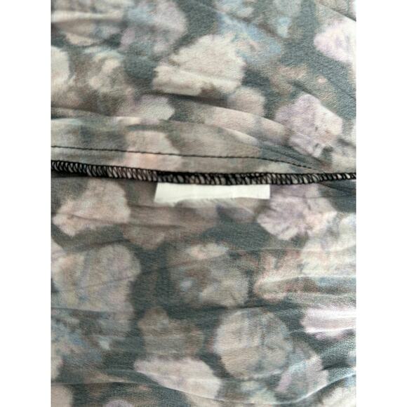 VINCE Micro Painted Floral Twist Drape Midi Dress Womens Size 10 Pleated A-Line - Picture 6 of 10